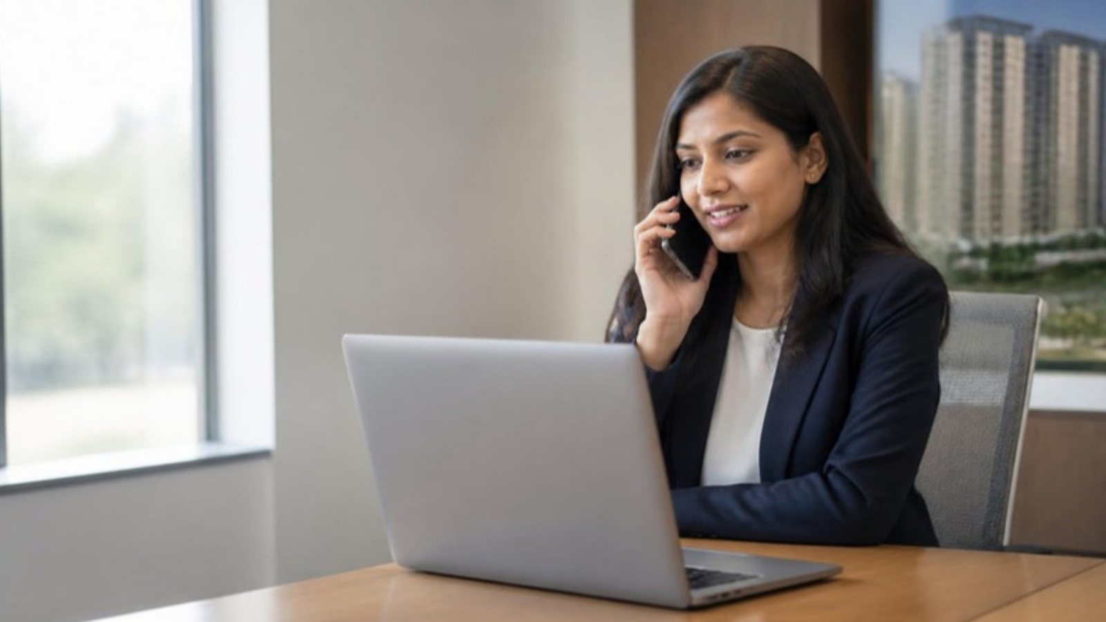 AI Call Assistant for Real Estate Teams Real estate professional using an AI call assistant to manage property enquiries